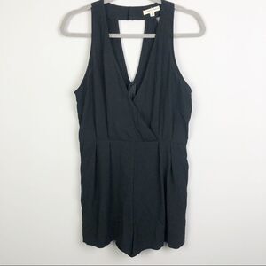 REDBERRY FASHION | Wrap Front Plunge Romper Black Shorts Back Cutout Women’s L